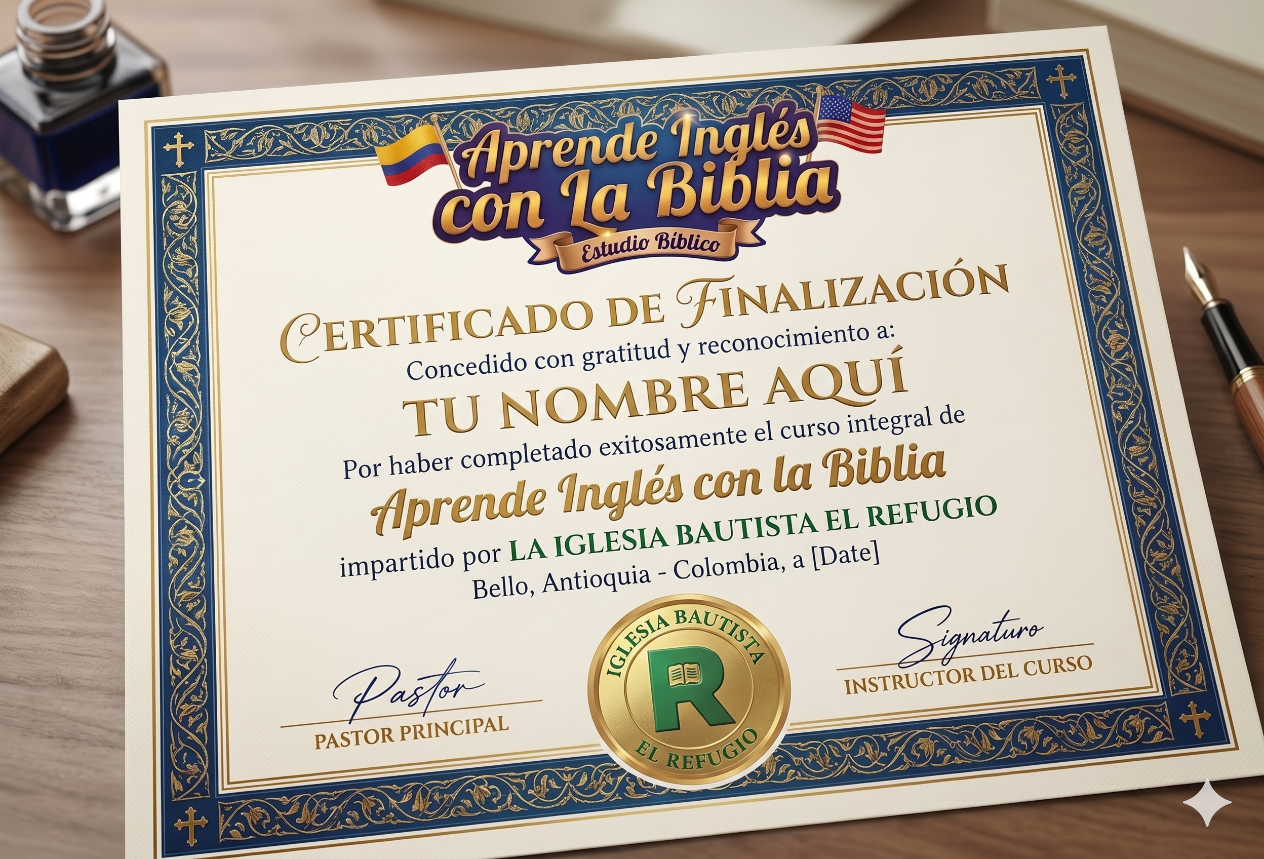Diploma de finalización del curso de inglés